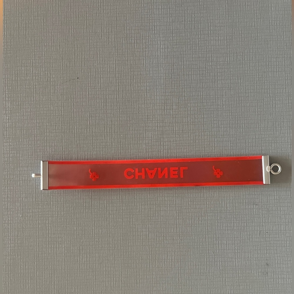 Chanel Vintage Silicone and Palladium Logo  Vibrant Orange - Picture 3 of 7